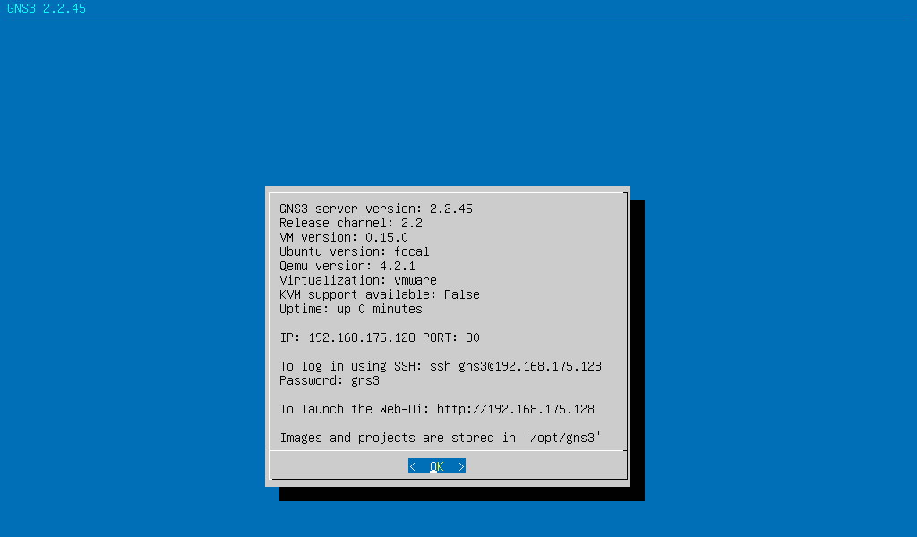 点击Power On打开GNS3 VM