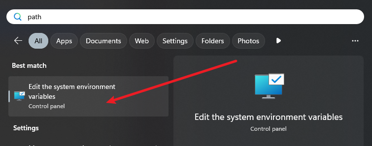 打开系统环境变量